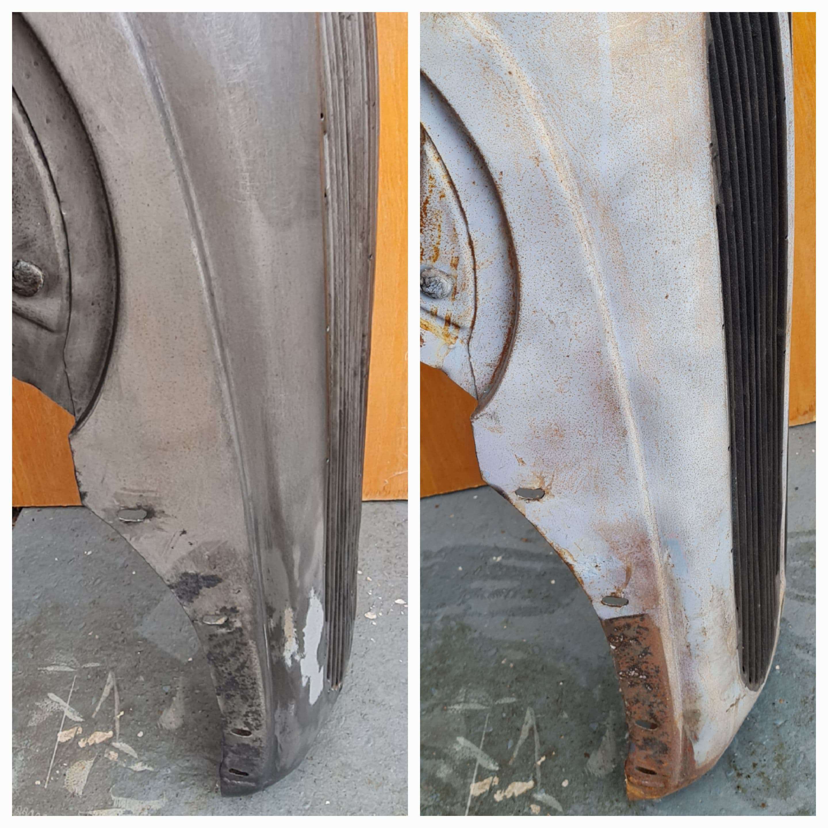 Stylised illustration showing a rusty brake caliper alongside a clean caliper after laser cleaning